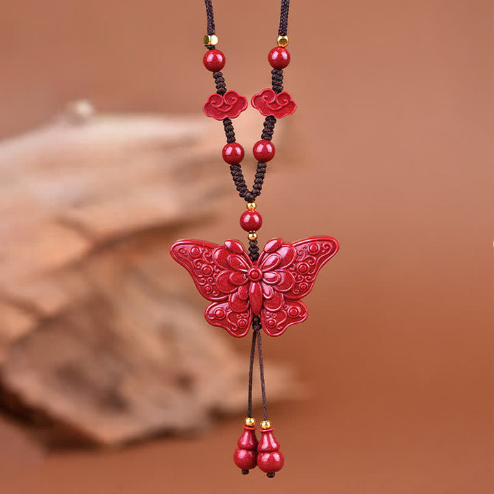 Buddha Stones Cinnabar Butterfly Freedom Rope Necklace - image 8