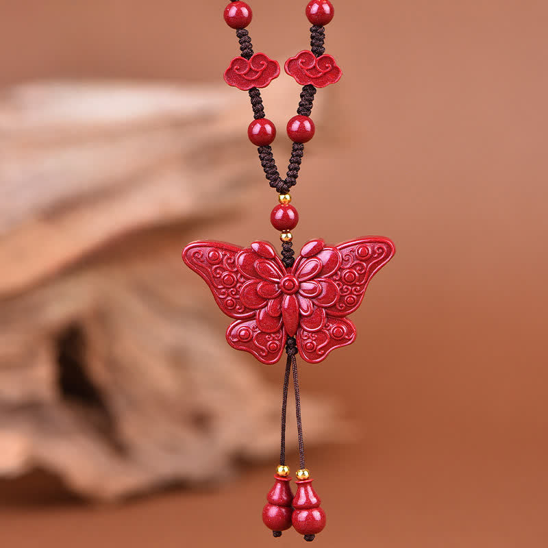 Buddha Stones Cinnabar Butterfly Freedom Rope Necklace - image 3