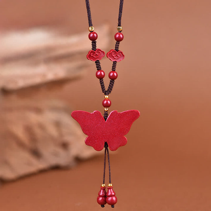 Buddha Stones Cinnabar Butterfly Freedom Rope Necklace - image 4