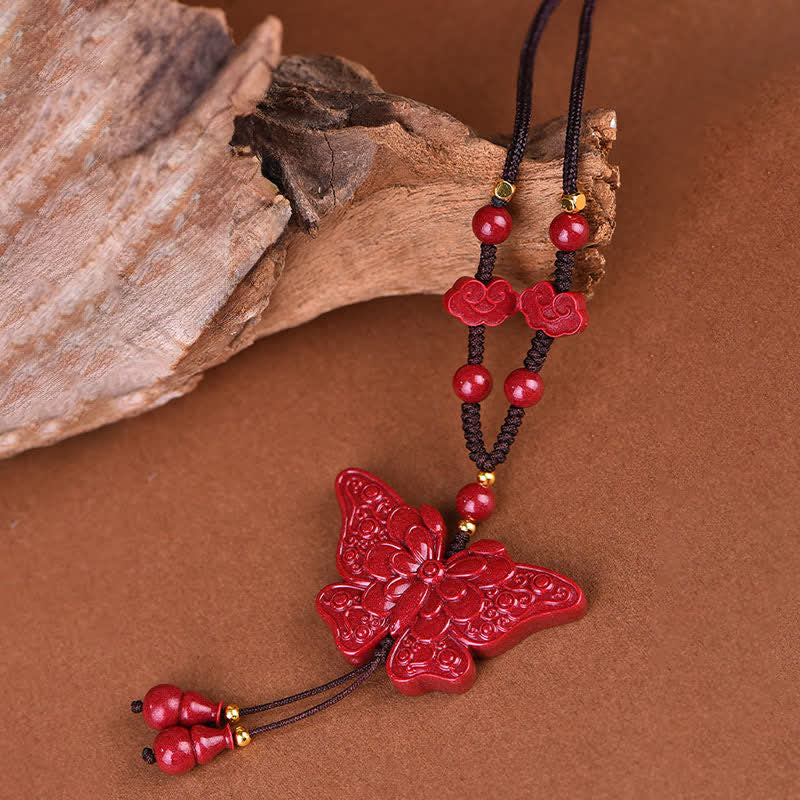 Buddha Stones Cinnabar Butterfly Freedom Rope Necklace - image 2