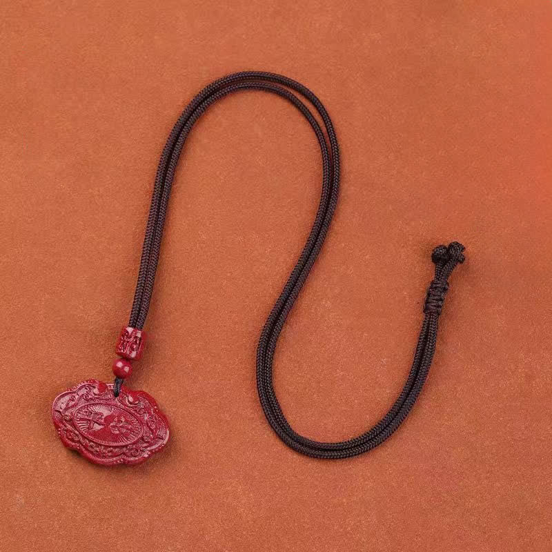 Buddha Stones Cinnabar Fu Character Ruyi Lock Rope Luck Necklace - image 1