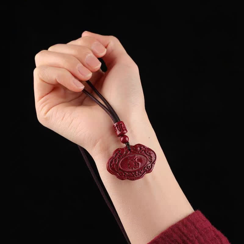 Buddha Stones Cinnabar Fu Character Ruyi Lock Rope Luck Necklace - image 4