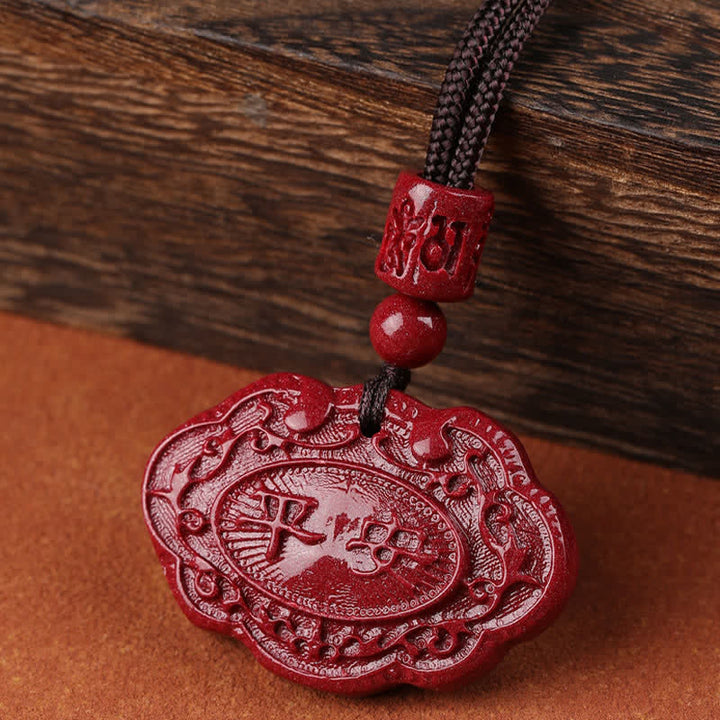 Buddha Stones Cinnabar Fu Character Ruyi Lock Rope Luck Necklace - image 2