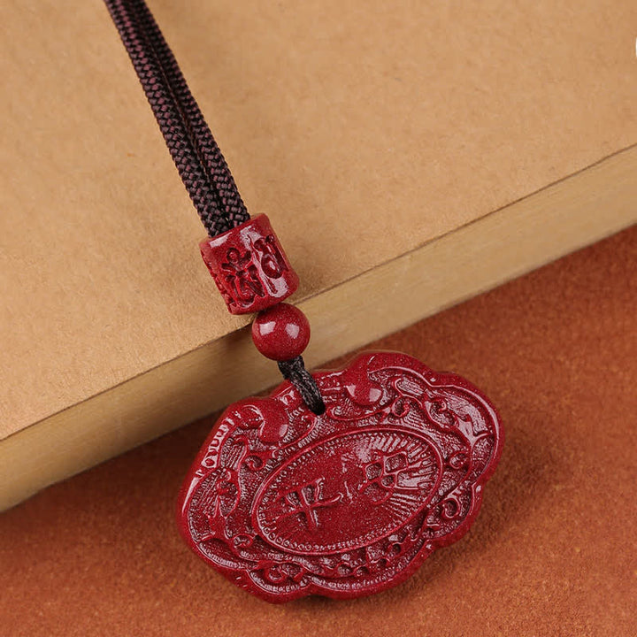 Buddha Stones Cinnabar Fu Character Ruyi Lock Rope Luck Necklace - image 9