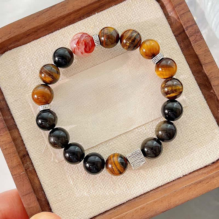 Buddha Stones Tiger Eye Gold Sheen Obsidian Inclusion Quartz Bead Protection Bracelet - Tiger Eye Gold Sheen Obsidian(Wrist Circumference:16–17 cm) - image 0