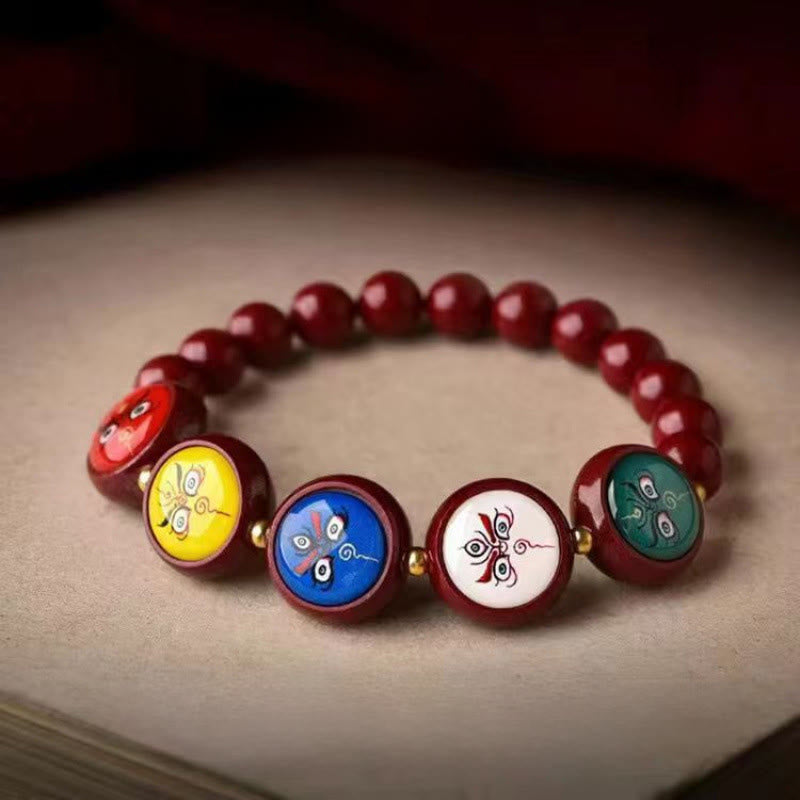 Buddha Stones Natural Cinnabar Five Directions Gods Of Wealth Blessing Bracelet - 8mm Five Directions Gods Of Wealth(Wrist Circumference 15-16cm) - Cinnabar - image 15