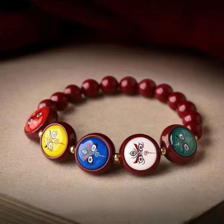 Buddha Stones Natural Cinnabar Five Directions Gods Of Wealth Blessing Bracelet - 8mm Five Directions Gods Of Wealth(Wrist Circumference 15-16cm) - Cinnabar - image 15