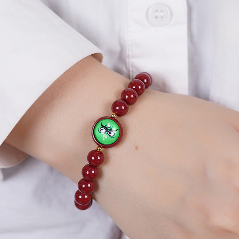 Buddha Stones Natural Cinnabar Five Directions Gods Of Wealth Blessing Bracelet - image 6
