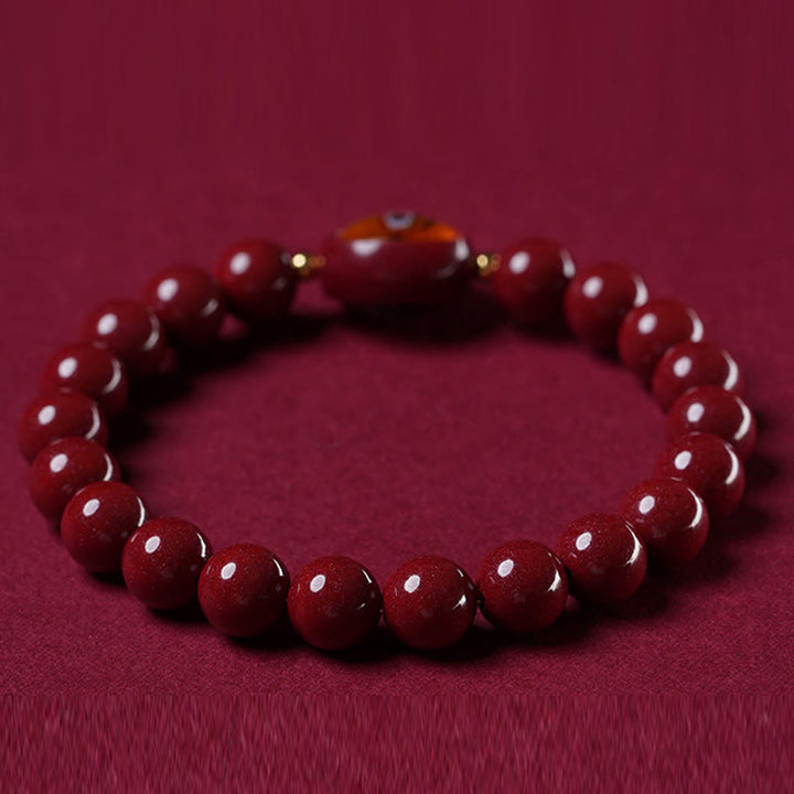 Buddha Stones Natural Cinnabar Five Directions Gods Of Wealth Blessing Bracelet - image 12