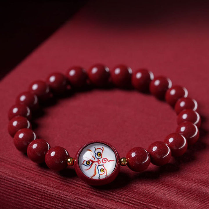 Buddha Stones Natural Cinnabar Five Directions Gods Of Wealth Blessing Bracelet - image 8