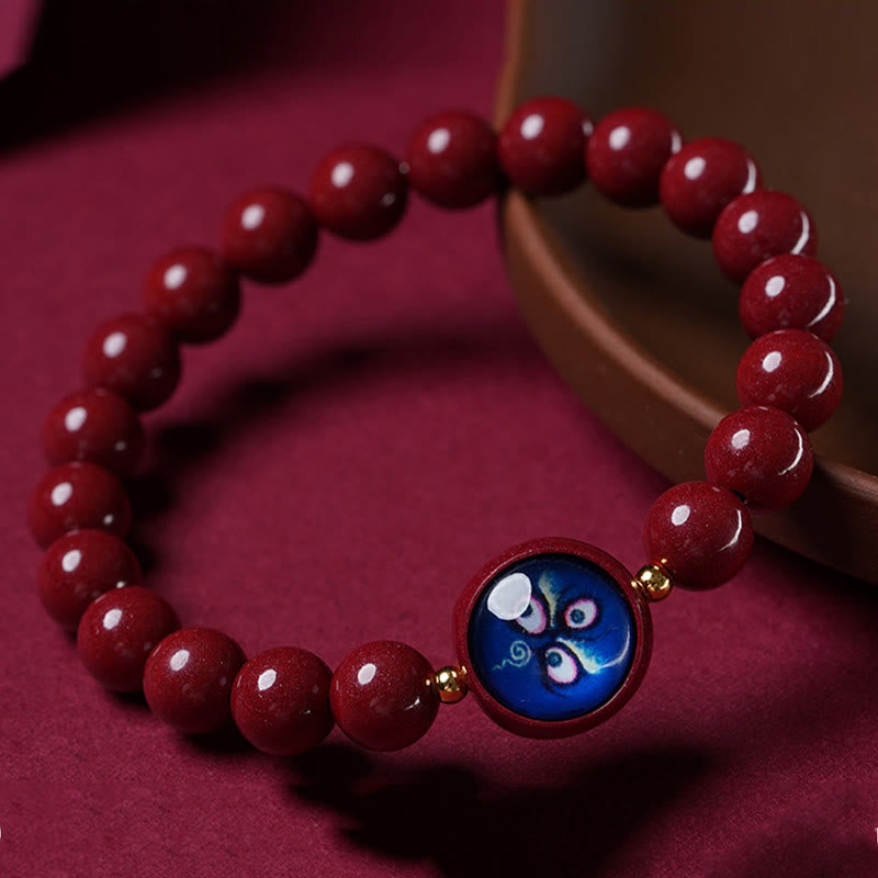 Buddha Stones Natural Cinnabar Five Directions Gods Of Wealth Blessing Bracelet - image 10