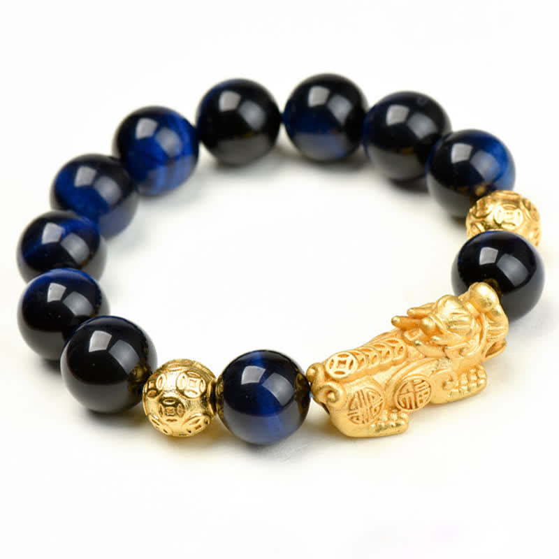 Buddha Stones Natural Tiger Eye Pixiu Fu Character Om Mani Padme Hum Bead Courage Bracelet - image 20