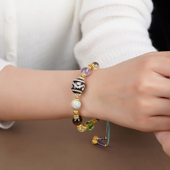 Buddha Stones Natural Dzi Beads Amethyst Tiger Eye Bead Health Bracelet - image 12