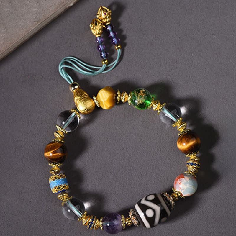 Buddha Stones Natural Dzi Beads Amethyst Tiger Eye Bead Health Bracelet - image 9
