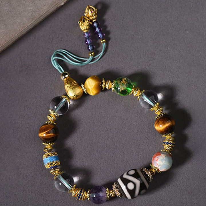 Buddha Stones Natural Dzi Beads Amethyst Tiger Eye Bead Health Bracelet - image 9