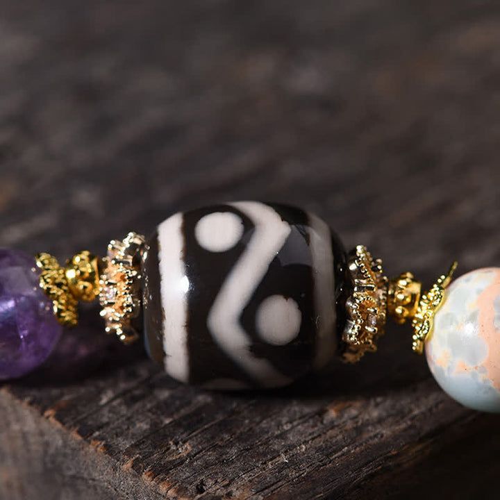 Buddha Stones Natural Dzi Beads Amethyst Tiger Eye Bead Health Bracelet - image 14