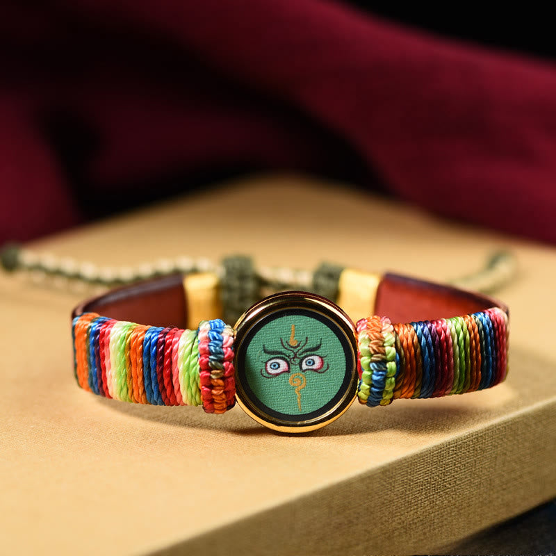 Buddha Stones Tibetan Five Directions Gods Of Wealth Buddha Eye Blessing Bracelet - Green Jambhala Eye(Wrist Circumference 15-24cm) - image 5