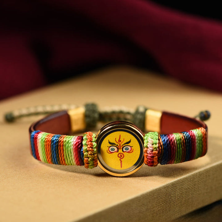 Buddha Stones Tibetan Five Directions Gods Of Wealth Buddha Eye Blessing Bracelet - Yellow Jambhala Eye(Wrist Circumference 15-24cm) - image 1