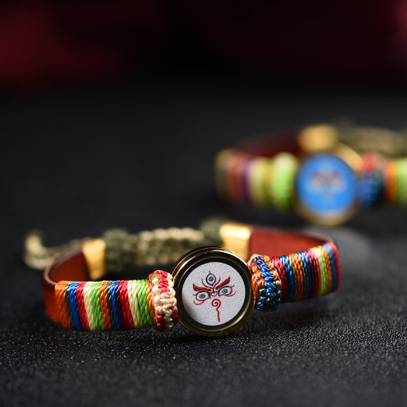 Buddha Stones Tibetan Five Directions Gods Of Wealth Buddha Eye Blessing Bracelet - image 18