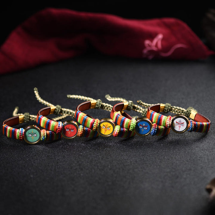 Buddha Stones Tibetan Five Directions Gods Of Wealth Buddha Eye Blessing Bracelet - image 0