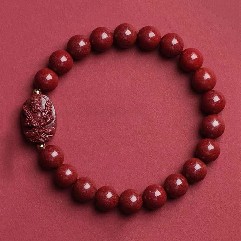 Buddha Stones The Chinese Zodiac Natal Buddha Cinnabar Blessing Bracelet - Ox/Tiger-Void Bodhisattva(Wrist Circumference:15-16cm) - image 9