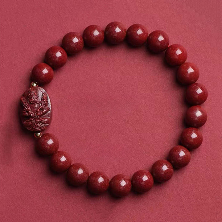 Buddha Stones The Chinese Zodiac Natal Buddha Cinnabar Blessing Bracelet - Ox/Tiger-Void Bodhisattva(Wrist Circumference:15-16cm) - image 9