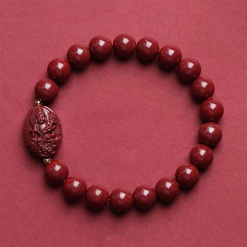 Buddha Stones The Chinese Zodiac Natal Buddha Cinnabar Blessing Bracelet - Dragon/Snake-Samantabhadra Bodhisattva(Wrist Circumference:15-16cm) - image 12