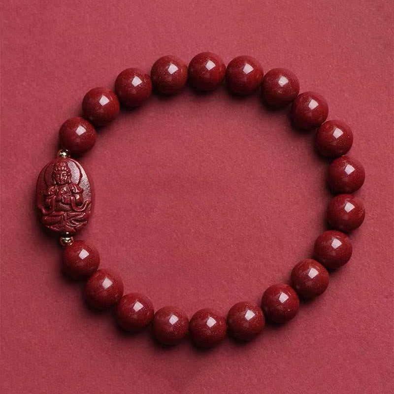 Buddha Stones The Chinese Zodiac Natal Buddha Cinnabar Blessing Bracelet - Goat/Monkey-Tathagata(Wrist Circumference:15-16cm) - image 13