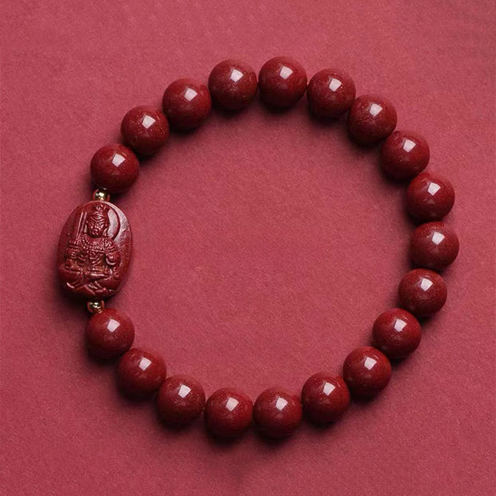 Buddha Stones The Chinese Zodiac Natal Buddha Cinnabar Blessing Bracelet - Rooster-Acalanatha(Wrist Circumference:15-16cm) - image 14
