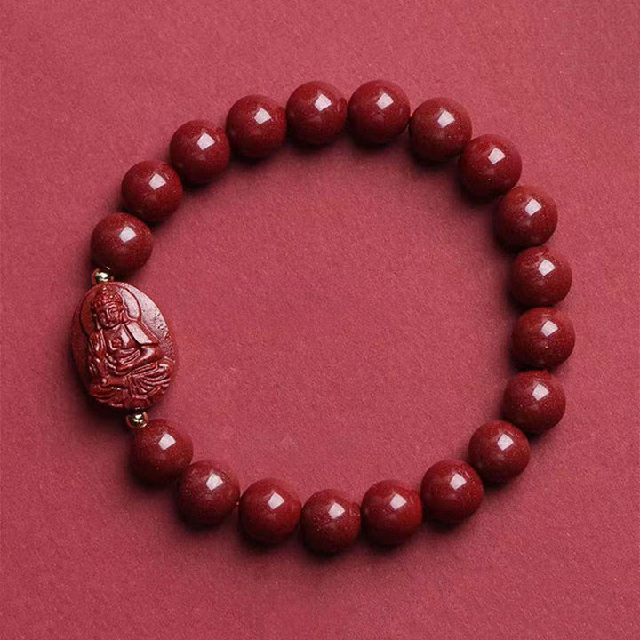 Buddha Stones The Chinese Zodiac Natal Buddha Cinnabar Blessing Bracelet - Dog/Pig-Amitabha Buddha(Wrist Circumference:15-16cm) - image 15