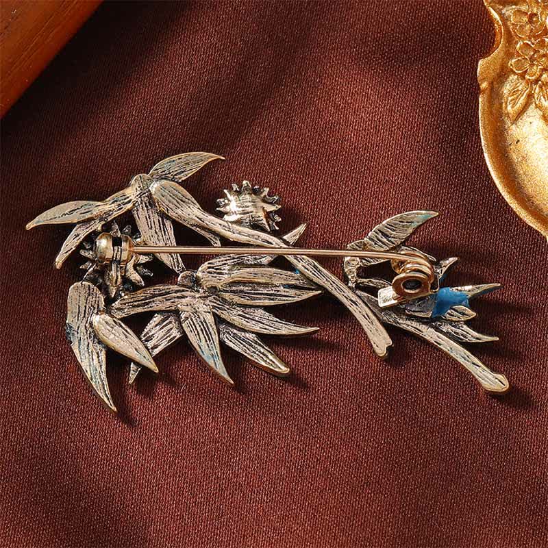 Buddha Stones Cloisonné Enamel Blue Bamboo Elegant Brooch - image 4