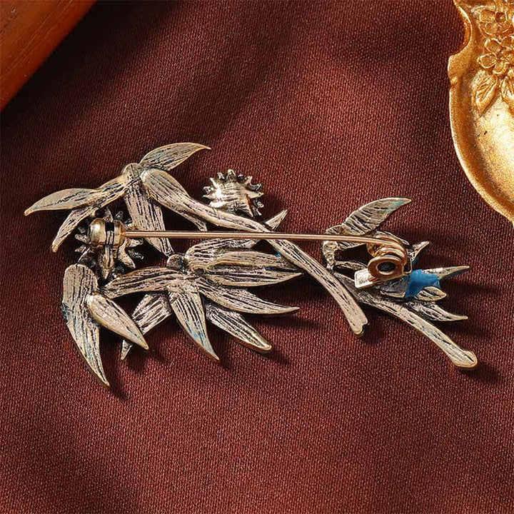 Buddha Stones Cloisonné Enamel Blue Bamboo Elegant Brooch - image 4