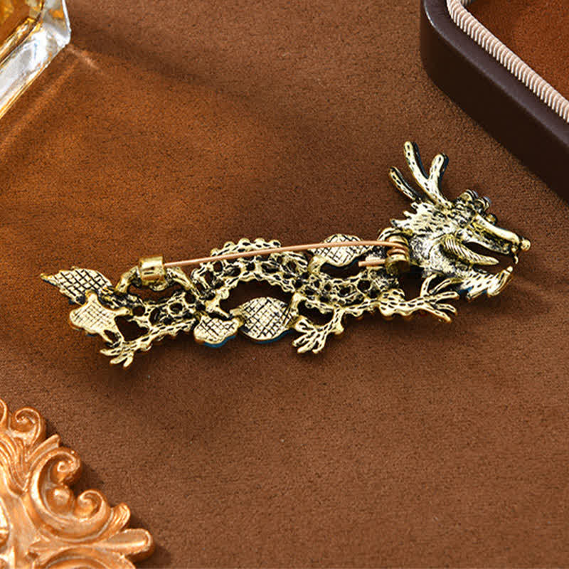 Buddha Stones Blue Dragon Red Turquoise Luck Brooch - image 4