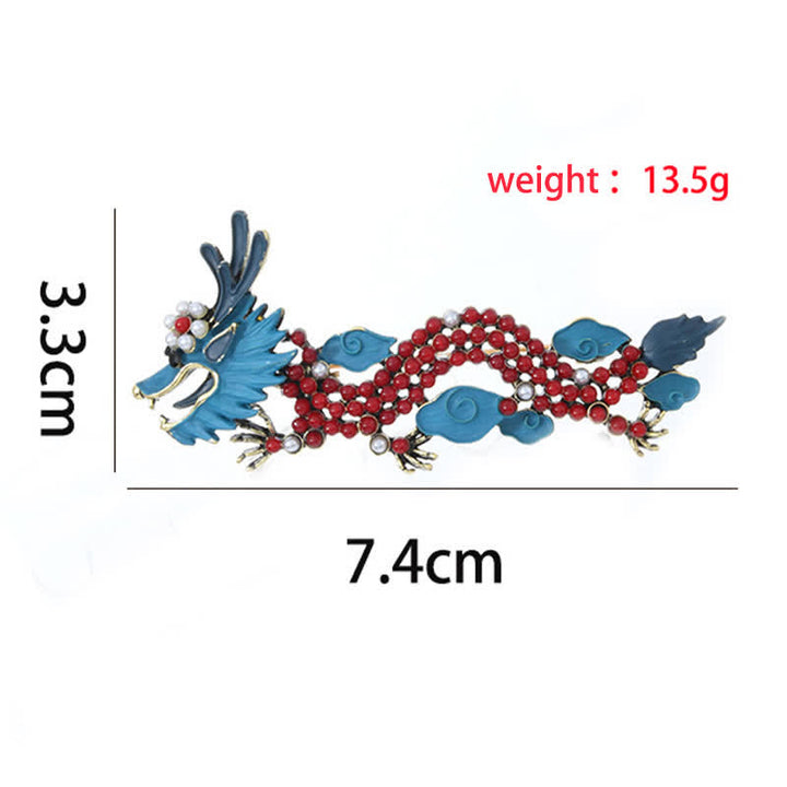 Buddha Stones Blue Dragon Red Turquoise Luck Brooch - image 7