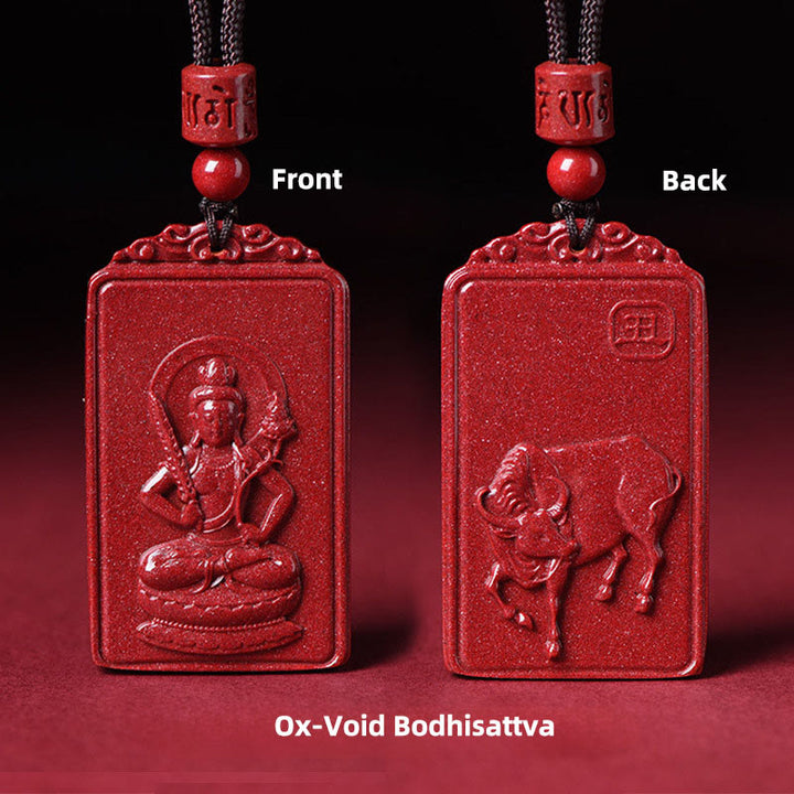 Buddha Stones The Chinese Zodiac Natal Buddha Cinnabar Blessing Necklace Pendant - Ox-Void Bodhisattva - 19*34mm - image 7