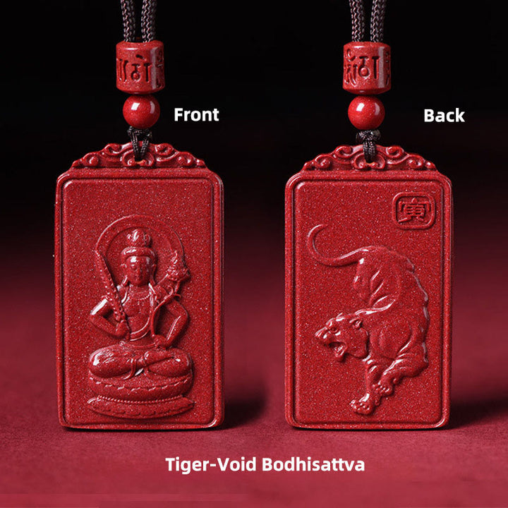 Buddha Stones The Chinese Zodiac Natal Buddha Cinnabar Blessing Necklace Pendant - Tiger-Void Bodhisattva - 19*34mm - image 8