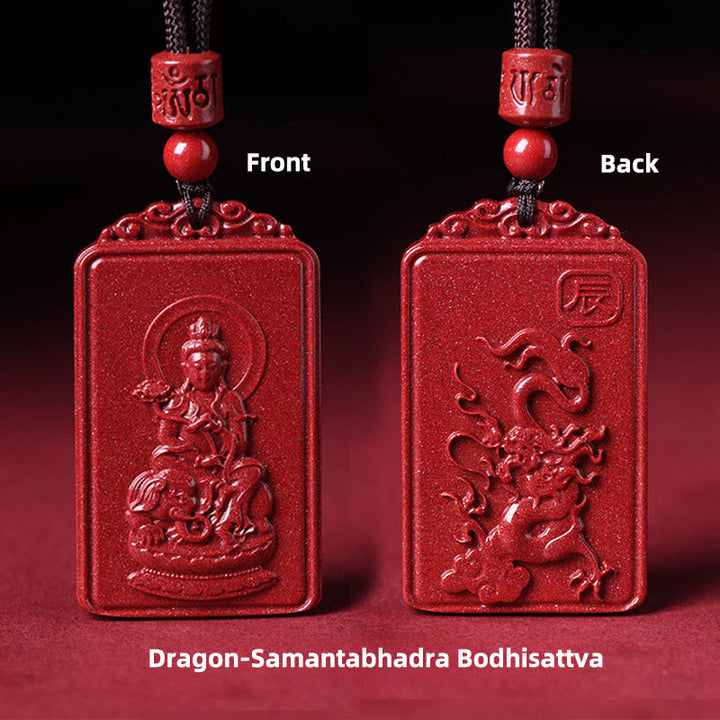Buddha Stones The Chinese Zodiac Natal Buddha Cinnabar Blessing Necklace Pendant - Dragon-Samantabhadra Bodhisattva - 19*34mm - image 17