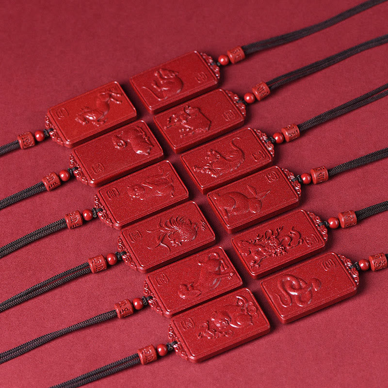 Buddha Stones The Chinese Zodiac Natal Buddha Cinnabar Blessing Necklace Pendant - image 24