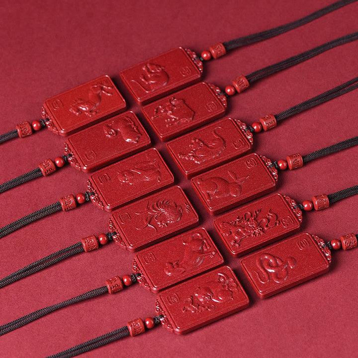 Buddha Stones The Chinese Zodiac Natal Buddha Cinnabar Blessing Necklace Pendant - image 24