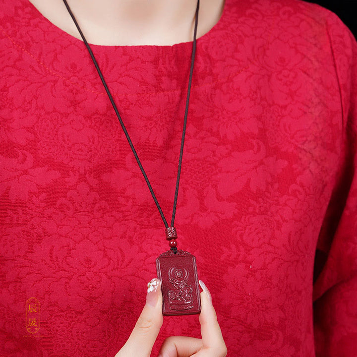 Buddha Stones The Chinese Zodiac Natal Buddha Cinnabar Blessing Necklace Pendant - image 16