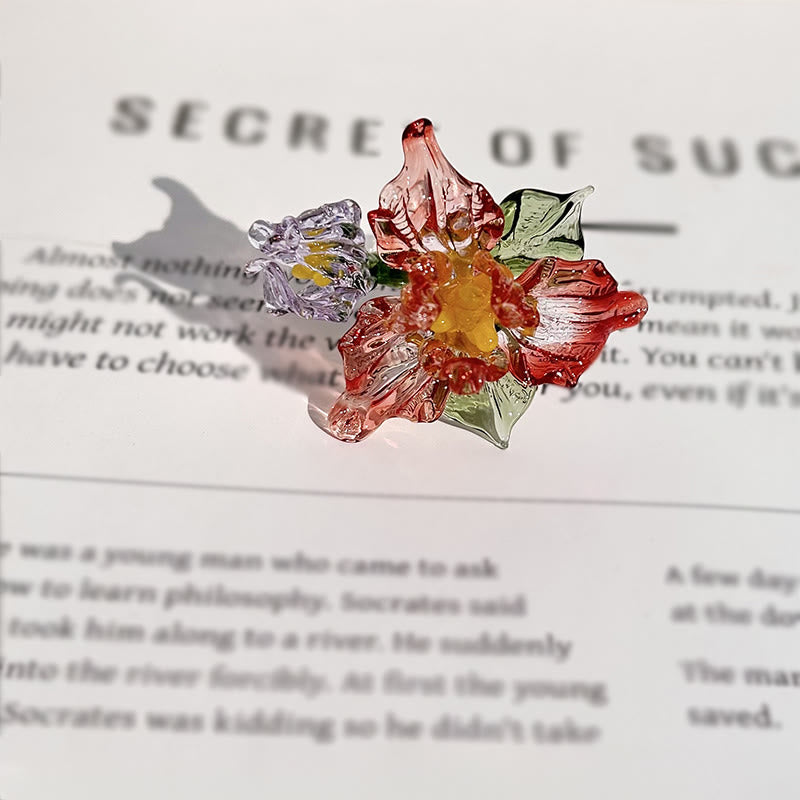 Buddha Stones Liuli Iris Flower Wisdom Ring - Red(17mm)(Color Shape and Size May vary) - image 1