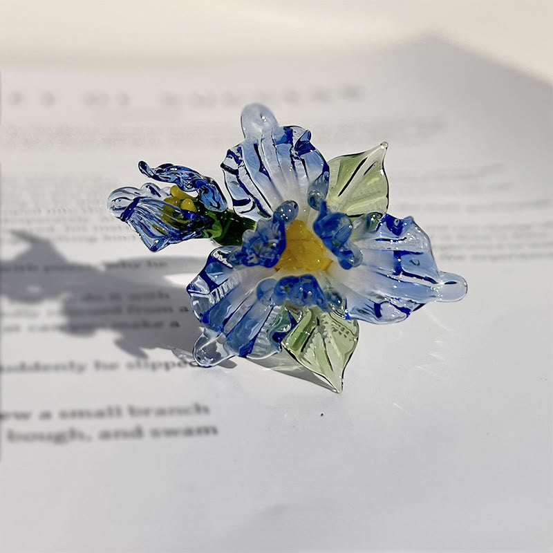 Buddha Stones Liuli Iris Flower Wisdom Ring - Blue(17mm)(Color Shape and Size May vary) - image 3