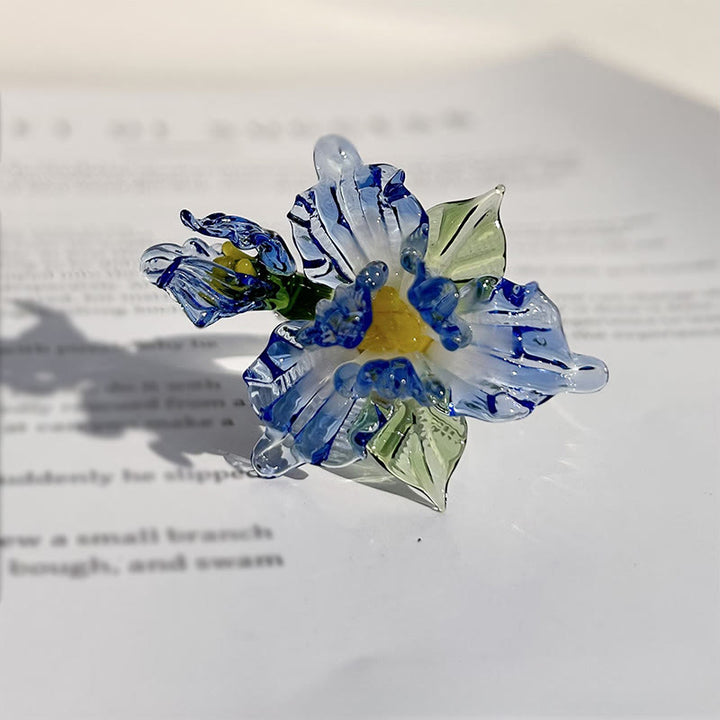 Buddha Stones Liuli Iris Flower Wisdom Ring - Blue(17mm)(Color Shape and Size May vary) - image 3