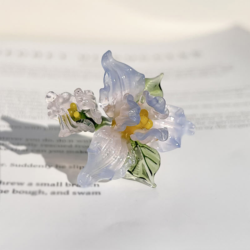 Buddha Stones Liuli Iris Flower Wisdom Ring - Blue-Pink(17mm)(Color Shape and Size May vary) - image 6