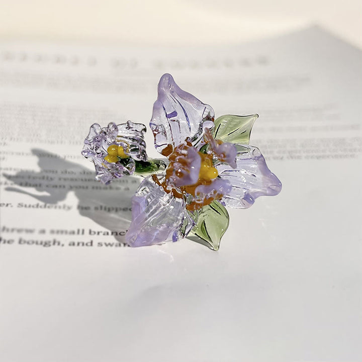 Buddha Stones Liuli Iris Flower Wisdom Ring - Purple(17mm)(Color Shape and Size May vary) - image 7