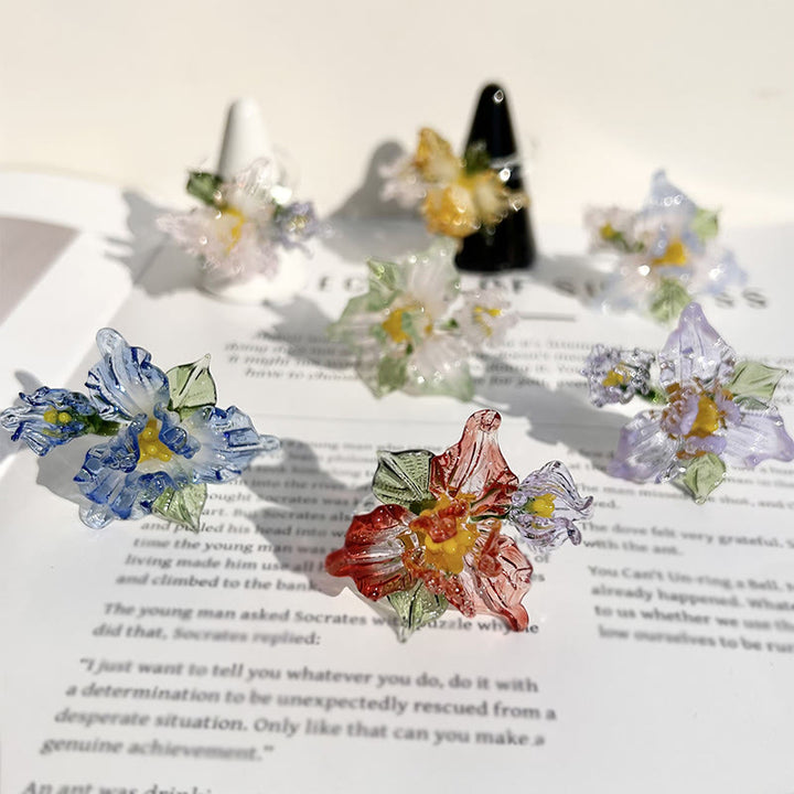 Buddha Stones Liuli Iris Flower Wisdom Ring - image 0