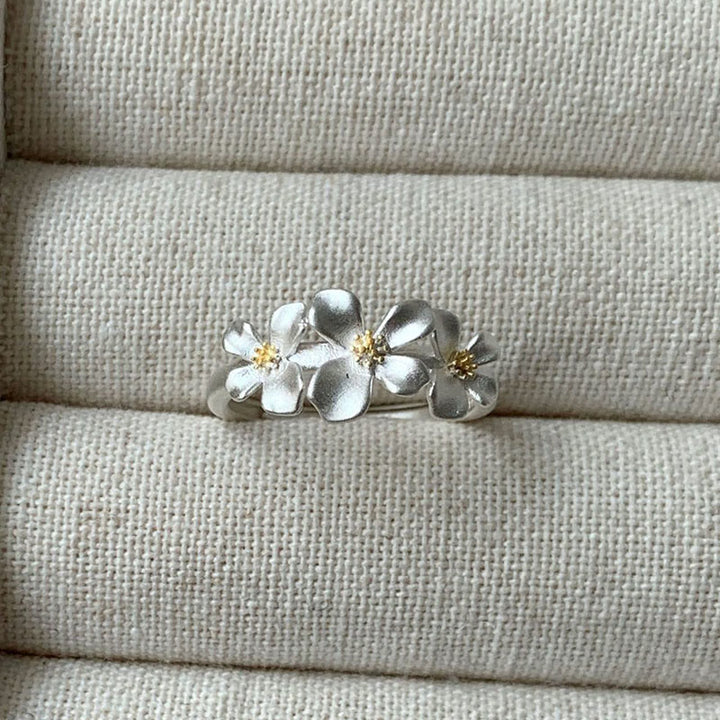 Buddha Stones 925 Sterling Silver Gardenia Design Protection Adjustable Ring - 925 Sterling Silver(Adjustable) - image 0