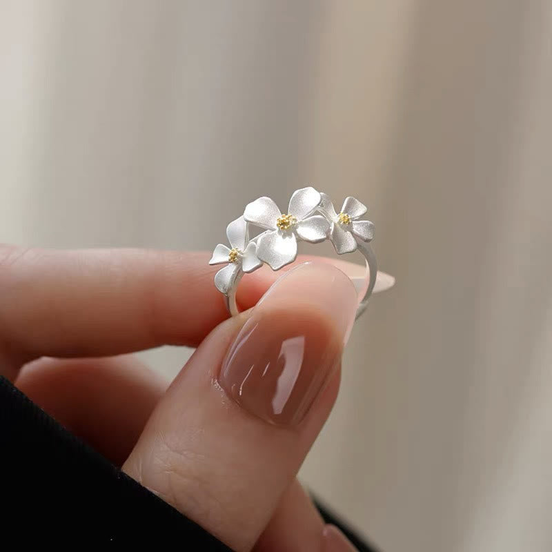 Buddha Stones 925 Sterling Silver Gardenia Design Protection Adjustable Ring - image 2