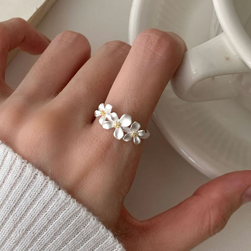 Buddha Stones 925 Sterling Silver Gardenia Design Protection Adjustable Ring - image 11