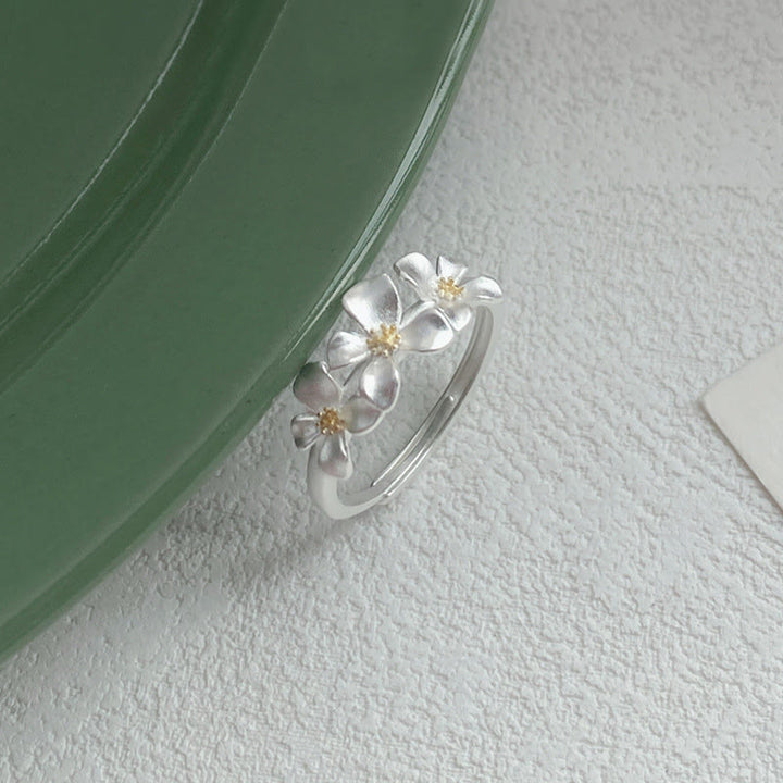 Buddha Stones 925 Sterling Silver Gardenia Design Protection Adjustable Ring - image 1